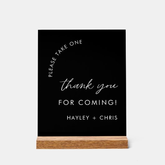 Bitte nimm dir ein Schwarzes Dankeschön für die Ho Acrylschild (Vorderseite)