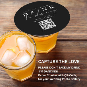 Bitte nimm meinen Drink nicht! QR-Code-Foto Runder Pappuntersetzer