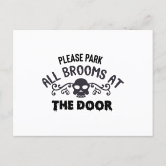 Bitte parken Sie alle Besen an der Tür Postkarte