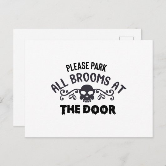 Bitte parken Sie alle Besen an der Tür Postkarte (Vorne/Hinten)
