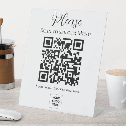 Bitte prüfen Sie unser Menü Online QR-Code Sockelschild (In Situ)