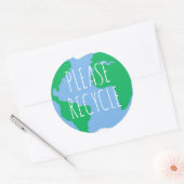 Bitte Recycle "Retten Sie den Planeten grün" Runder Aufkleber (Umschlag)