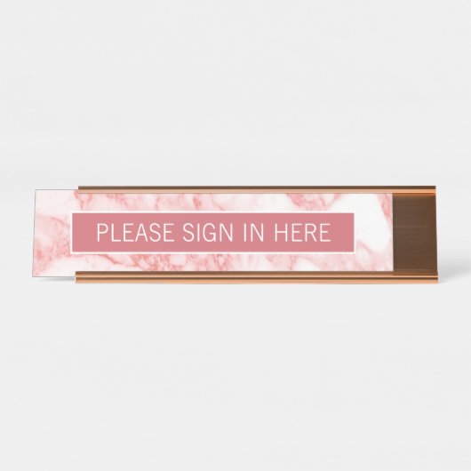 Bitte registrieren Sie sich hier - Blush Rose Marm Schreibtischnamensplakette (Vorderseite )