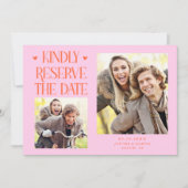 Bitte reservieren Sie 2-Foto Orange Rosa Hochzeit Save The Date (Vorderseite)