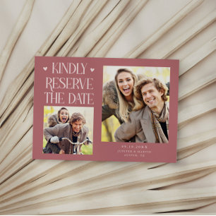 Bitte reservieren Sie 2-Foto Rosa Hochzeit Save The Date