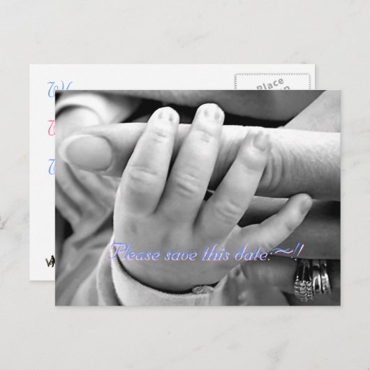 Bitte rett dieses Datum:~!, Bitte rett dies ... Ankündigungspostkarte (Vorne/Hinten)