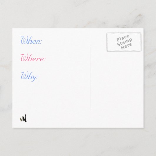 Bitte rett dieses Datum:~!, Bitte rett dies ... Ankündigungspostkarte (Rückseite)