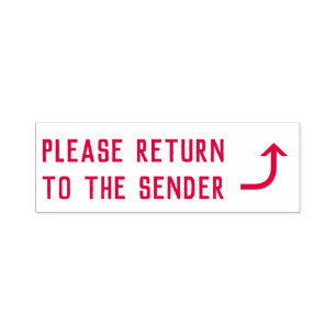 "BITTE RÜCKGABE ZUM SENDER" + Bent Arrow Permastempel