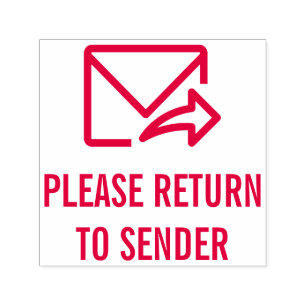 "BITTE RÜCKKEHR AN SENDER" & Umschlag-und-Pfeil Permastempel