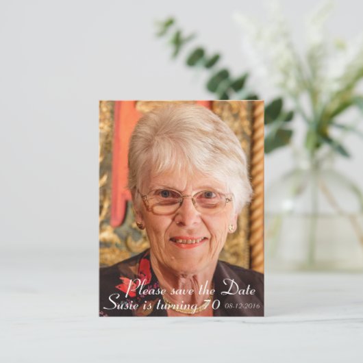 Bitte Save the Date Ankündigungspostkarte (Stehend Vorderseite)