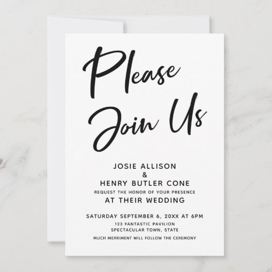 "Bitte schließen Sie sich uns an" Hochzeit der mod Einladung (Vorderseite)