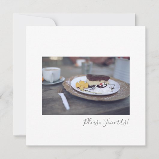 Bitte schließen Sie sich uns Coffee Cheesecake Fla Dankeskarte (Vorderseite)