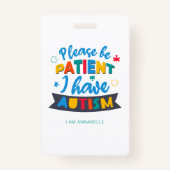 Bitte seien Sie geduldig, ich habe Autismus Name u Ausweis (Vorderseite)