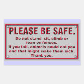 Bitte seien Sie sicher Rechteckiger Aufkleber (Vorderseite)