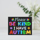 Bitte seien Sie so freundlich, dass ich AUTISM hab Postkarte (Stehend Vorderseite)