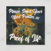 Bitte senden Sie Ihre gebrauchten Panties als Lebe Begleitkarte (Vorderseite)