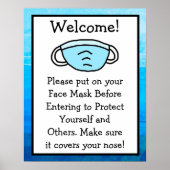 Bitte setzen Sie das Maskensymbol auf Ihr Gesicht Poster (Vorne)