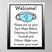 Bitte setzen Sie das Maskensymbol auf Ihr Gesicht Poster (Vorne)