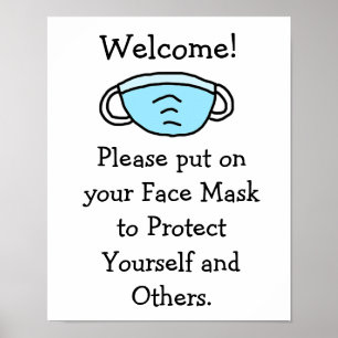 Bitte setzen Sie das Maskensymbol auf Ihr Gesicht Poster