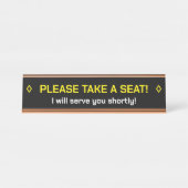 "BITTE SETZEN SIE SICH!" Hinweis Schreibtischnamensplakette (Vorderseite )