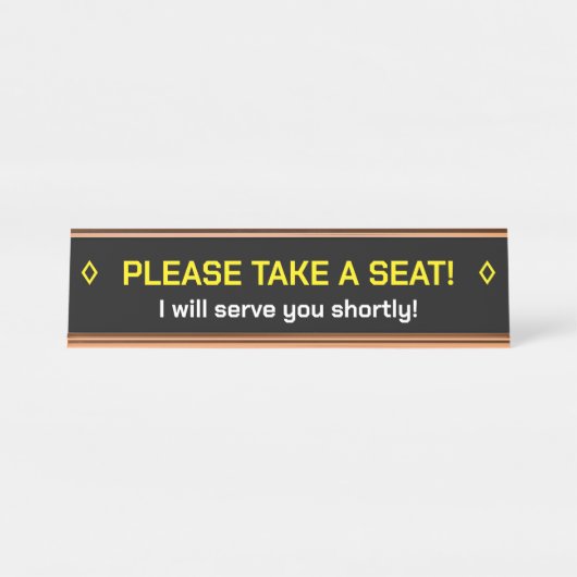 "BITTE SETZEN SIE SICH!" Hinweis Schreibtischnamensplakette (Vorderseite )