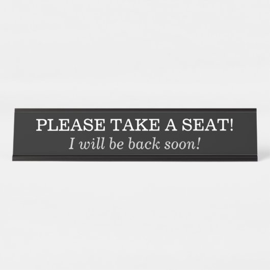 "BITTE SETZEN SIE SICH!" SCHREIBTISCHNAMENSPLAKETTE (Vorderseite )