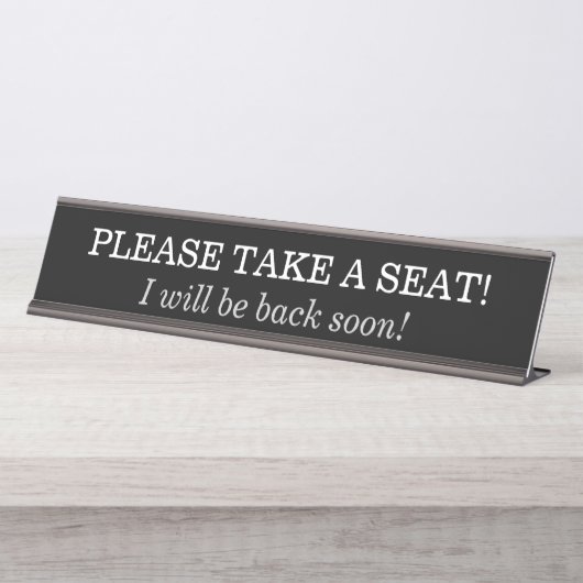 "BITTE SETZEN SIE SICH!" SCHREIBTISCHNAMENSPLAKETTE (Vorderseite )