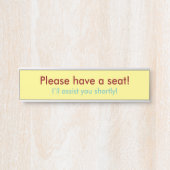 "Bitte setzen Sie sich!" Türschild (Vorderseite )