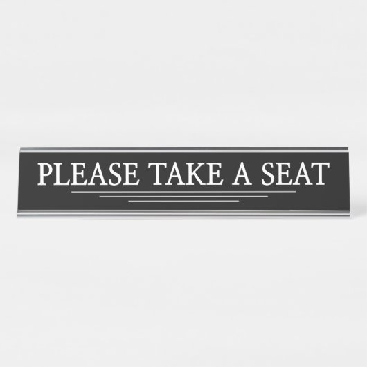 "BITTE SITZEN" SCHREIBTISCHNAMENSPLAKETTE (Vorderseite )