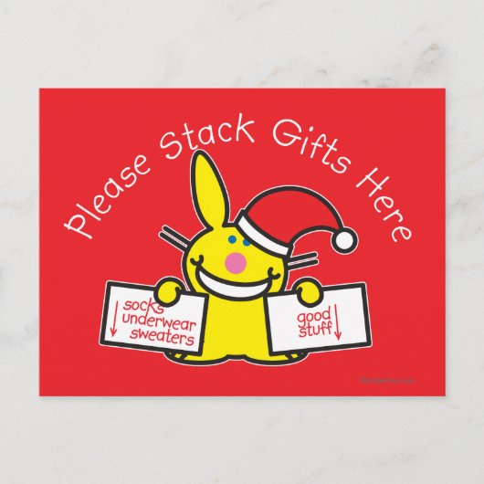 Bitte stapeln Sie hier Geschenke Postkarte (Vorderseite)