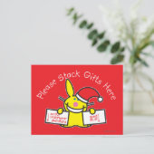 Bitte stapeln Sie hier Geschenke Postkarte (Stehend Vorderseite)