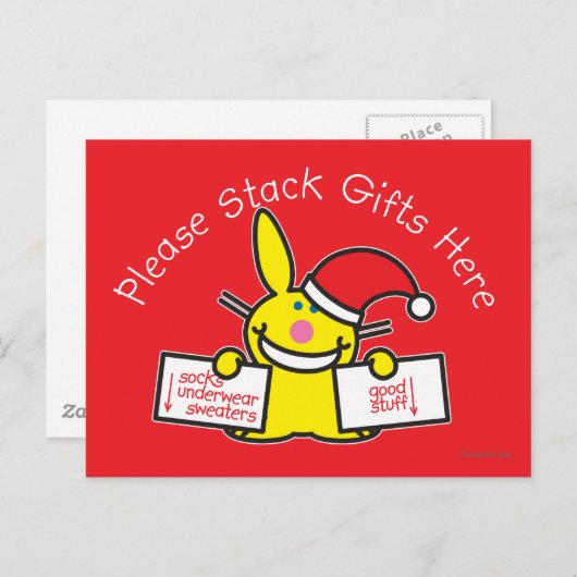 Bitte stapeln Sie hier Geschenke Postkarte (Vorne/Hinten)