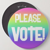 Bitte STIMMEN! Knopf "Big Rainbow" Button (Vorne & Hinten)