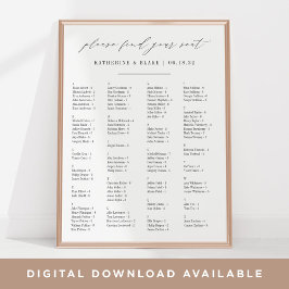 Bitte suchen Sie Ihren Sitzplatz | Alphabetische S Poster