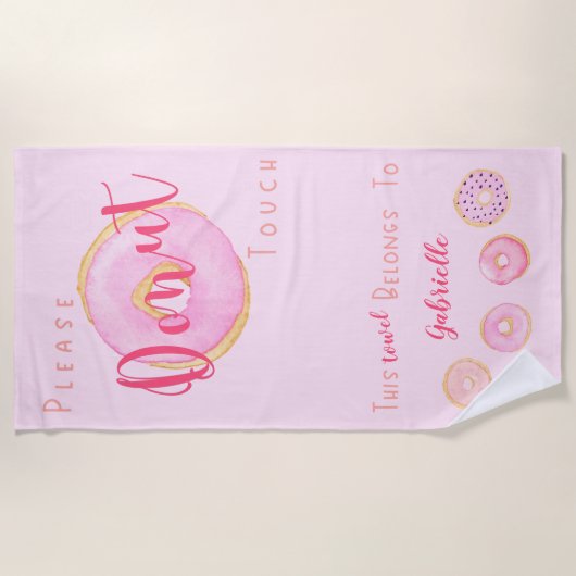 Bitte Touch spenden - Ihr Name - Funny Pink Donuts Strandtuch (Vorderseite)