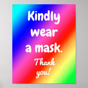 Bitte tragen Sie eine Maske Regenbogenfarben Poste Poster