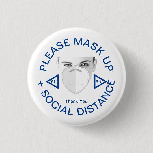 Bitte tragen Sie eine Maske und ein Button für soz (Vorderseite)