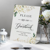 Bitte tragen Sie unser Gästebuch White Rose Gold F Sockelschild