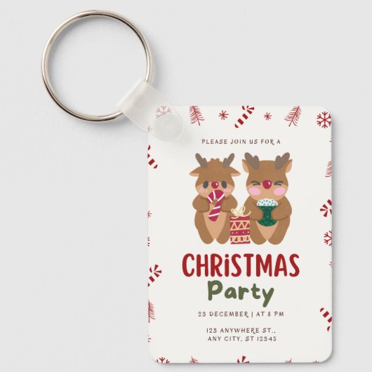Bitte treten Sie uns für eine Weihnachtsfeier um 2 Schlüsselanhänger (Vorderseite)