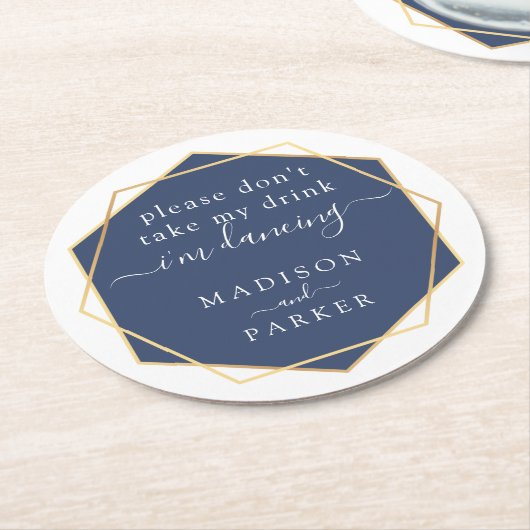 Bitte trinken Sie nicht. | Blaue Farbe Runder Pappuntersetzer (Angewinkelt)