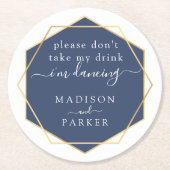 Bitte trinken Sie nicht. | Blaue Farbe Runder Pappuntersetzer (Vorderseite)