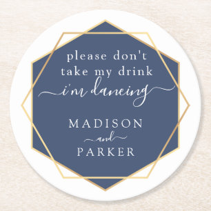 Bitte trinken Sie nicht.   Blaue Farbe Runder Pappuntersetzer