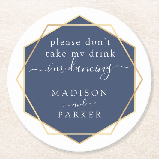 Bitte trinken Sie nicht. | Blaue Farbe Runder Pappuntersetzer (Vorderseite)