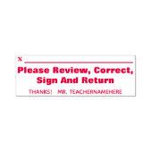 "Bitte überprüfen, korrigieren, unterzeichnen und Permastempel (Design)