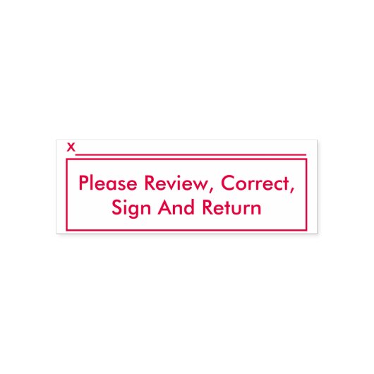 "Bitte überprüfen, korrigieren, unterzeichnen und Permastempel (Design)