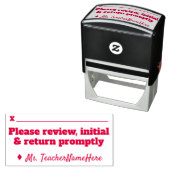 "Bitte überprüfen, sofort starten und zurückgeben" Permastempel (Beispiel)