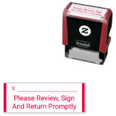 "Bitte überprüfen, unterzeichnen und sofort zurück Permastempel (Beispiel)