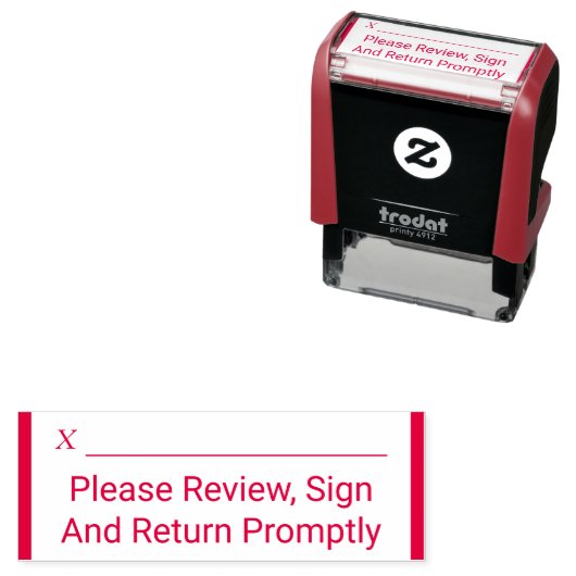 "Bitte überprüfen, unterzeichnen und sofort zurück Permastempel (Beispiel)