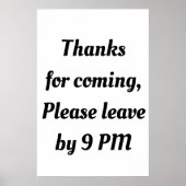 bitte um 21:00 verlass Funny Goodbye lustig Introv Poster (Vorne)