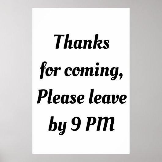 bitte um 21:00 verlass Funny Goodbye lustig Introv Poster (Vorne)